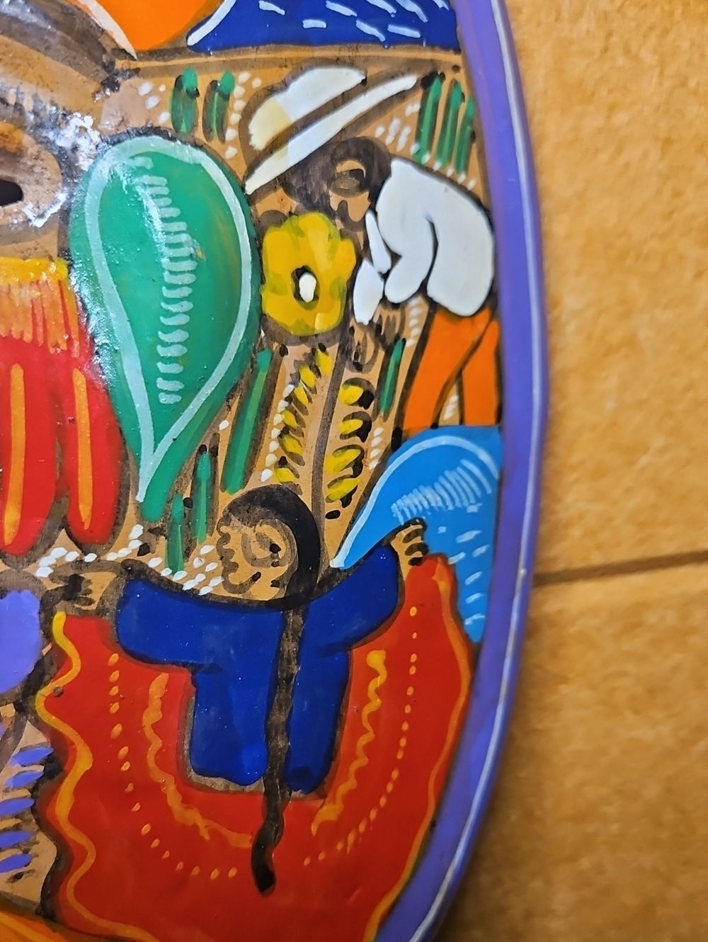 Mexican Terracotta Wall Mask, Terracotta Pottery, Hand-painted Mask, Tribal Art - Picture 7 of 8